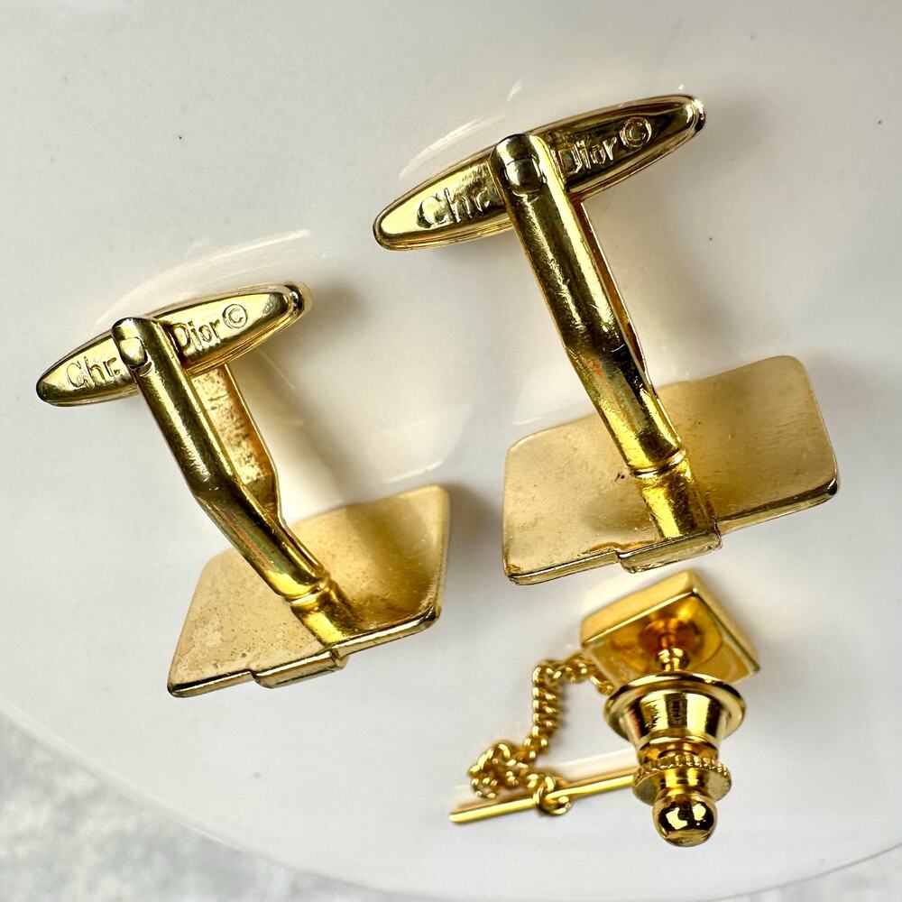 Christian Dior CUFFLINKS AND TIE PIN matching set Beautiful VERY NICE! Gift! - Picture 5 of 5
